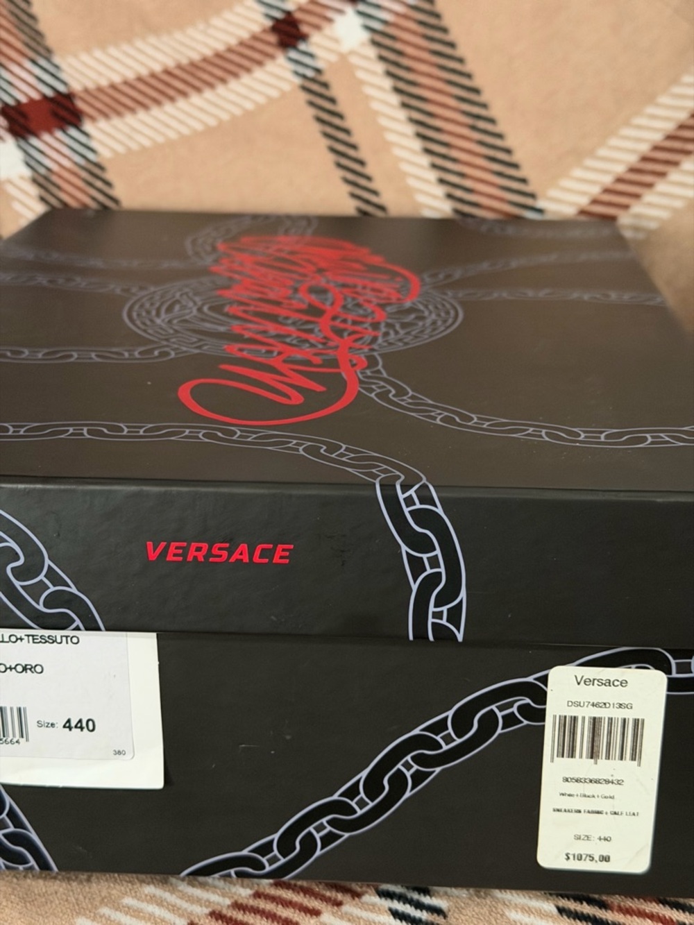 Versace Collection Black and Red Men's Boat Shoes Box